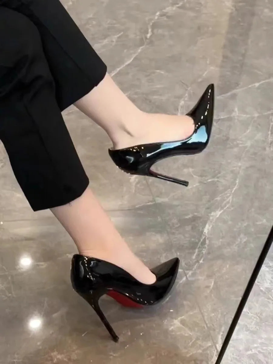 Women Elegant Luxury Shiny Rhinestone High Heels Sexy Red Bottom Pumps Brand Shoes Sexy Party Pointed Toe Wedding Banquet Shoes