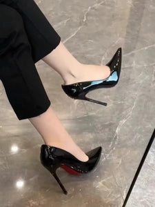 Women Elegant Luxury Shiny Rhinestone High Heels Sexy Red Bottom Pumps Brand Shoes Sexy Party Pointed Toe Wedding Banquet Shoes