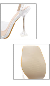 Aneikeh 2024 Summer White String Bead High Heels Wedding Shoes Butterfly-Knot Narrow Band Thin Heels  Square Toe Party Sandals