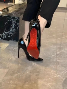 Women Elegant Luxury Shiny Rhinestone High Heels Sexy Red Bottom Pumps Brand Shoes Sexy Party Pointed Toe Wedding Banquet Shoes