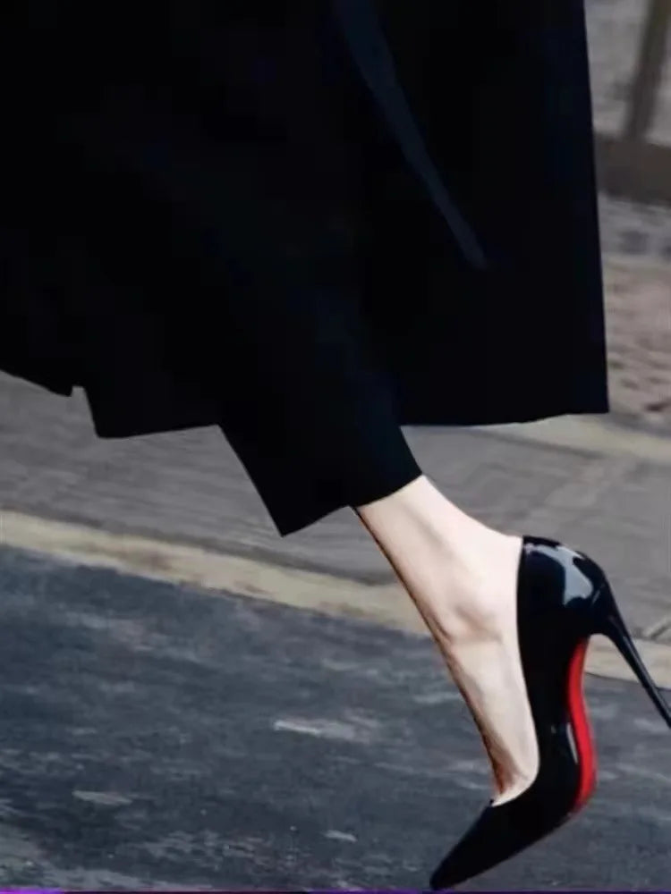 Women Elegant Luxury Shiny Rhinestone High Heels Sexy Red Bottom Pumps Brand Shoes Sexy Party Pointed Toe Wedding Banquet Shoes