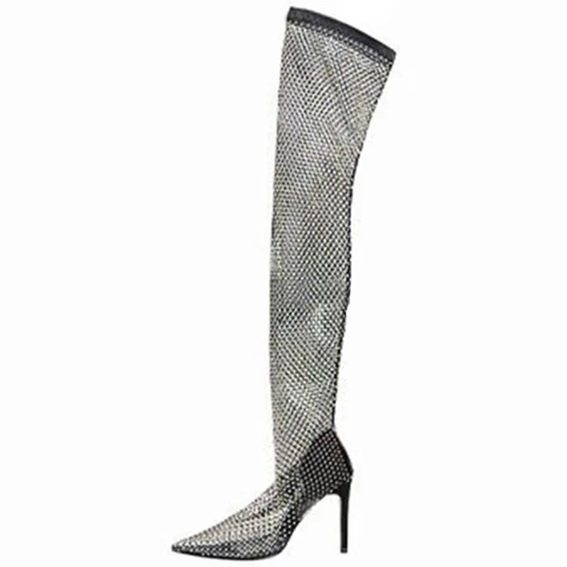 Sexy Women's Boots Crystal Shoes 2023 Ladies Party fashion Over The Knee Boots Female High Heels Rhinestone Thigh Boots Woman