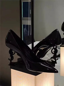 2024 Autumn Women's Shoes European and American Designer Fashion Style High Heels Fashion Show Party Shoes PU Leather High Heels