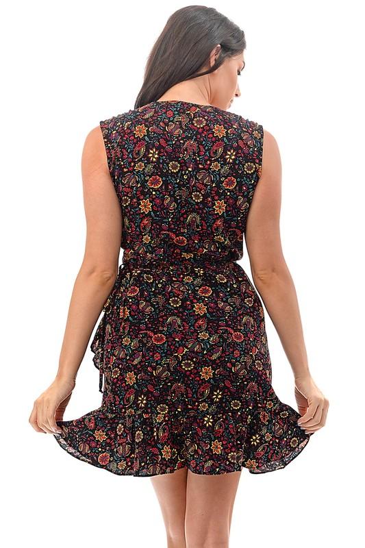 MCHPI Store Women's Sleeveless Black Floral Sundress Tops
