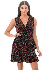 MCHPI Store Women's Sleeveless Black Floral Sundress Tops