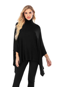 MCHPI Store Calison Women's Loose Pullover Turtleneck Poncho