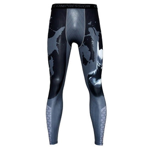 MCHPI Store Dry Fit 3D Print Men Compression Tight Leggings Running Sports Male Gym Fitness Pant Skinny Leggings Workout Training