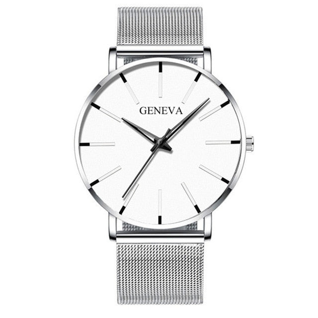 MCHPI Store 2020 Minimalist Men's Fashion Ultra Thin Watches Simple Men Business Stainless Steel Mesh Belt Quartz Watch Relogio Masculino