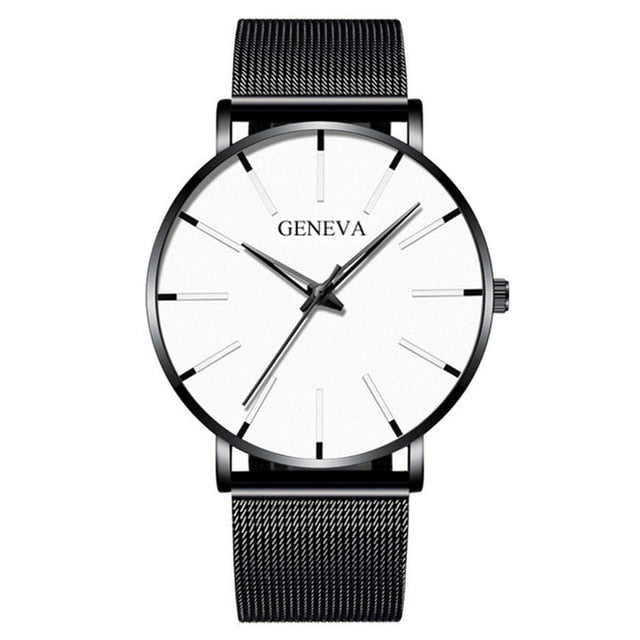 MCHPI Store 2020 Minimalist Men's Fashion Ultra Thin Watches Simple Men Business Stainless Steel Mesh Belt Quartz Watch Relogio Masculino