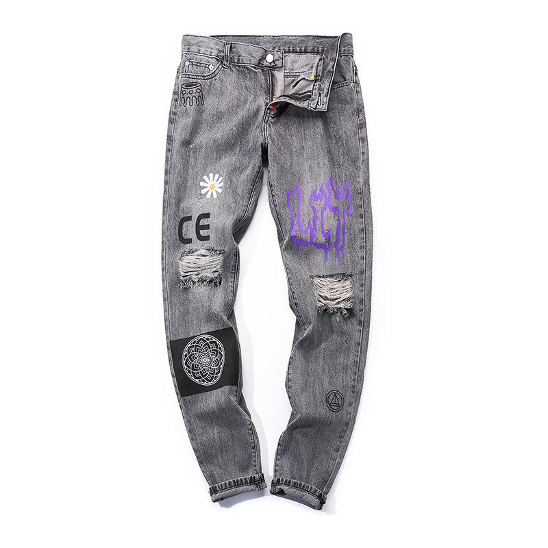 MCHPI Store Hip Hop Men Jogger Denim Pants Skinny Washed Distressed