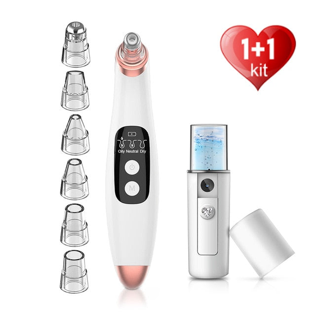 MCHPI Store Electric Facial Pore Cleaner Exfoliator Face Blackhead Remover Acne Vacuum Deep Cleansing Suction Machin Nano Sprayer Steamer