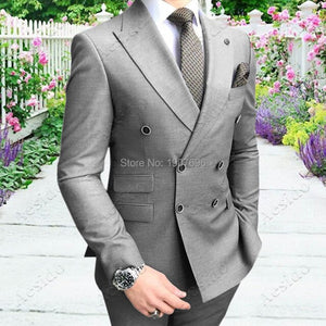 MCHPI Store Slim fit Men Suits 2 pieces Tuxedo with Peaked Lapel Double Breasted
