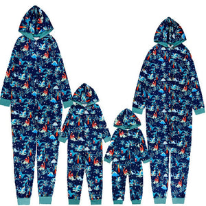 MCHPI Store 2021 Christmas Pajamas Family Matching solid Outfits Hooded jumpsuits