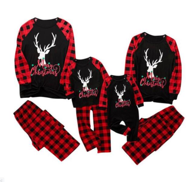 MCHPI Store Family Matching Pajamas Christmas solid Costume Set